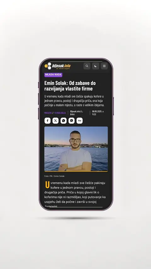 Snimak ekrana objave o Eminu Solaku i Emineticu — Bljesak.info