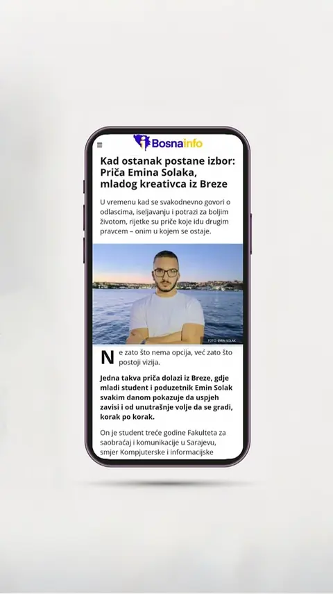 Snimak ekrana objave o Eminu Solaku i Emineticu — BosnaInfo