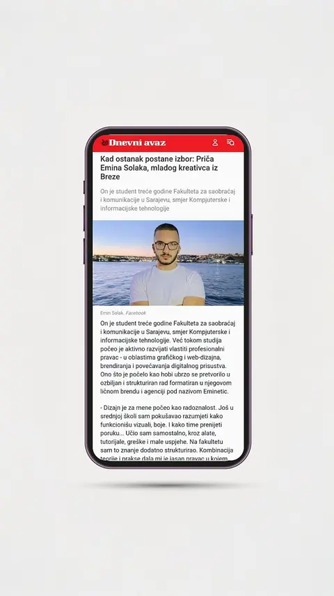 Snimak ekrana objave o Eminu Solaku i Emineticu — Dnevni avaz
