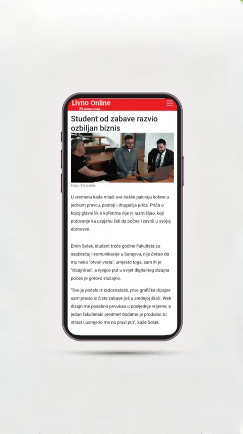 Snimak ekrana objave o Eminu Solaku i Emineticu — Livno Online