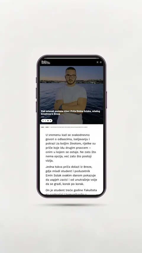 Snimak ekrana objave o Eminu Solaku i Emineticu — Portal (naziv nečitak na snimku)